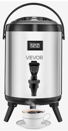 VEVOR Insulated Beverage Dispenser, 1.5 Gal/6L Stainless Steel Thermal Drink Server with Spigot & Temp Display, Suitable for Hot and Cold Drinks, for Tea Coffee Water in Cafes & Restaurants, Silver New In Box $99
