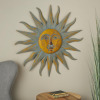 Deco 79 Metal Sun Indoor Outdoor Distressed Wall Decor with Copper-Like Accents and Grooves, 35" x 1" x 35", Gold New in Box $99