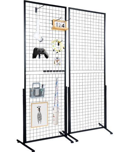 VEVOR 2' x 5.6' Grid Wall Panels Tower, 2 Packs Wire Gridwall Display Racks with T-Base Floorstanding, Double Side Gridwall Panels for Art Craft Shows, Retail Display with Extra Clips and Hooks New In Box $199