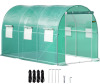 VEVOR 12 x 7 x 7 ft Walk-in Tunnel Greenhouse, Portable Plant Hot House with Galvanized Steel Hoops, 1 Top Beams, 2 Diagonal Poles, 1 Zippered Door & 6 Roll-up Windows, Green New In Box $299