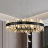 Everly Quinn 31.5 Inch Black Dimmable Round K9 Crystal Chandelier with Adjustable Height for Dining Room Kitchen Bedroom New in Box $699