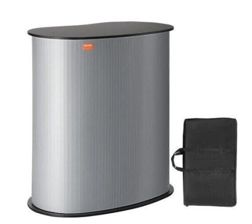 Vevor Portable Tradeshow Podium Table, 35.43" x 19.29" x 37.01", Display Exhibition Counter Stand Booth Fair with Wall, Foldable Promotion Retail Bar Table Pop Up Podium Counter with Carrying Bag New In Box $199