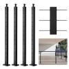 VEVOR 4-Pack Cable Railing Post, 42" x 1" x 2" Steel Horizontal Hole Deck Railing Post, 12 Pre-Drilled Holes, SUS304 Stainless Steel Cable Rail Post with Horizontal and Curved Bracket, Black New In Box $299