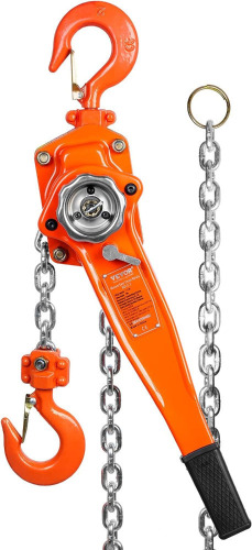 VEVOR Manual Lever Hoist 1.5T Ratchet Chain Hoist Handling Lifting 5.8m Carbon Steel G80 Brake Weston Double Ratchet Chain Guide Hook 360&deg; for Goods Garage Dock Factory $199