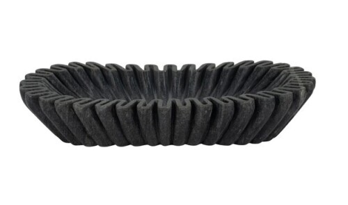 Sagebrook Home 16" Arkin Wavy Marble Bowl - Black New in Box $299