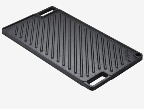 VEVOR Reversible Grill/Griddle, 9.7"x16.7" Pre-Seasoned Cast Iron Griddle, Rectangular Double Burner Griddle Pan, Non-Stick Family Pan Cookware with Handles, Flat Top Plate for BBQ, Gas Grill, Black New In Box $79