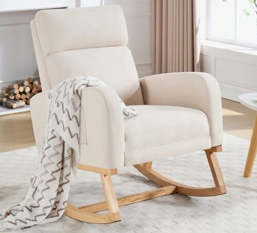 Isabelle & Max Anacely 28" Wide Roki with Solid Wood and Footrest, Beige, New in Box $299
