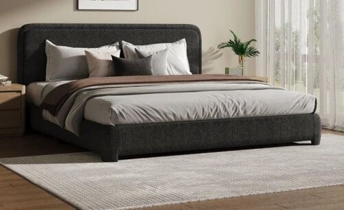 Ebern Designs Hayden Boucle Upholstered Platform Bed, Cal-King, New in Box $599