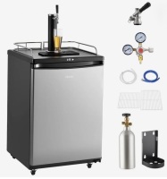 VEVOR Beer Kegerator, Single Tap Draft Beer Dispenser, Full Size Keg Refrigerator With Shelves, CO2 Cylinder, Drip Tray & Rail, 32&deg;F- 75.2&deg;F Temperature Control, Holds 1/6, 1/4, 1/2 Barrels, Silver New in Box $799