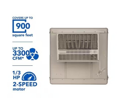 Champion Cooler 3300 CFM 2-Speed Window Evaporative Cooler for 900 sq. ft. (with Motor and Remote Control) New $999
