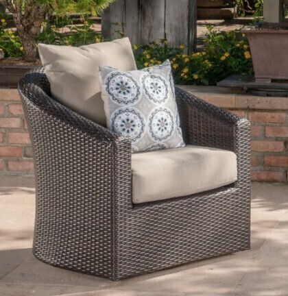 Red Barrel Studio Dierdre Swivel Wicker Outdoor Lounge Chair New in Box $699