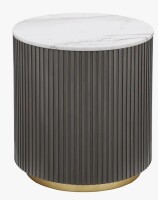 Mercer41 Yamiko Round Marble Top Side End Table White And Charcoal New in Box $499