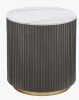 Mercer41 Yamiko Round Marble Top Side End Table White And Charcoal New in Box $499