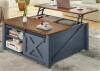 Gracie Oaks Veronike Square Farmhouse Lift Top Coffee Table Blue/Brown New in Box $399