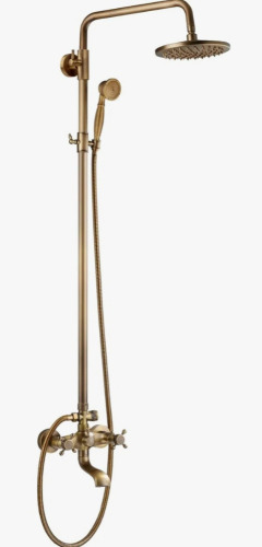 UFINE Antique Brass Rain Shower System Set 8 Inch Round Rainfall Shower Head and Tub Spout TUB-9999-ATI New in Box $399