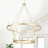 Gracie Oaks Wiam 40 in. 20 Light 2-Tiers Candle Style Dimmable Farmhouse Wagon Wheel Chandelier for Entryway Living Room Bedroom Foyer New Open Box $1299