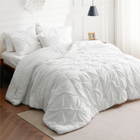 Bedsure Twin/Twin-XL Pintuck Bed-in-a-Bag - Pure White Pinch Pleat Comforter Set with Sheets, Pillowcases & Shams for Dorm Room (7-Piece Set) New In Box $199