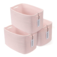 Beachcrest Home&trade; 3-Piece Cotton Rope Storage Basket Set, Rectangular Woven Shelf Bins with Handles New In Box $199