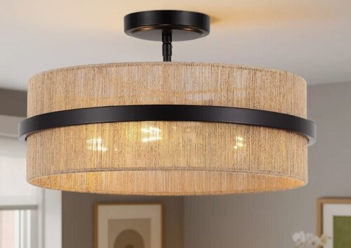 Willa Arlo&trade; Interiors 15.7" 3-Light Rope Semi Flush Mount Ceiling Light New In Box $199