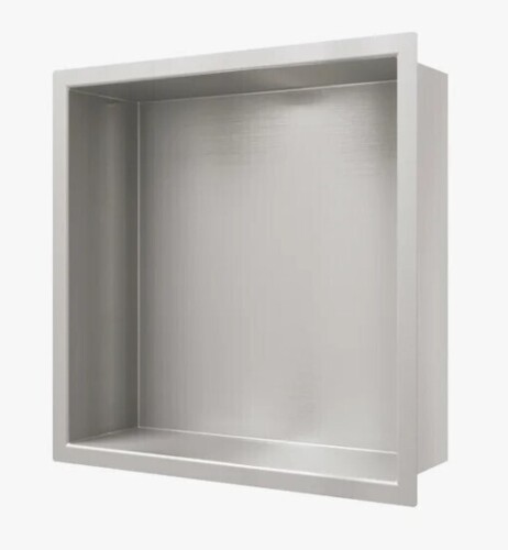 Latitude Run&reg; 13"W x 13"H x 4"D Recessed Shower Niche, No Tile Needed, Stainless Steel, Brushed Nickel New In Box $99