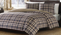 Eddie Bauer Port Gamble Plaid Comforter And Sham Set (Twin 2-Piece Set) Navy New In Box $199