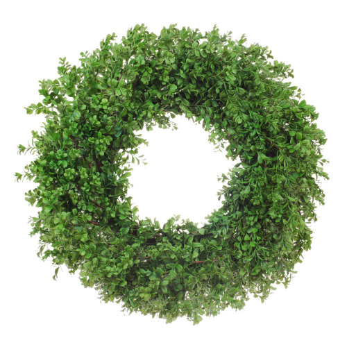 Gracie Oaks 30" Round Artificial Flowers & Tree Faux Boxwood Wreath New In Box $299