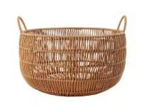 Jeedeson Brown 11.22 in. x 15.94 in. Polypropylene Round Woven Storage Decorative Basket, Plant Holder, Laundry Hamper w/ Handles $99