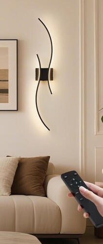 KARTOOSH 10000mAh Battery Operated Wall Sconce, Dimmable 3CCT 39.3 in Remote Control Wireless Wall Sconce, Black Rechargeable Wall Lights for Living Room, Bedroom New In Box $199