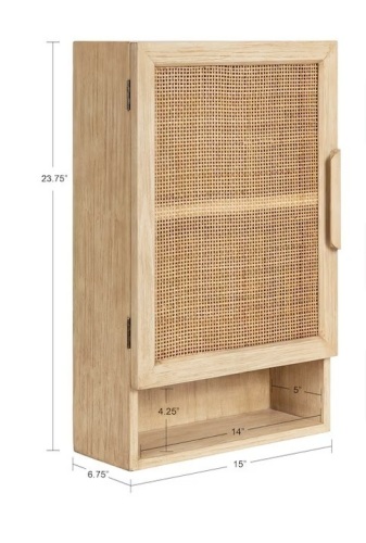 Kate and Laurel 6.75-in D x 15-in L Natural Brown Wood Rectangular Wall Cabinet New In Box $299
