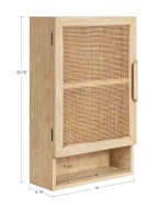 Kate and Laurel 6.75-in D x 15-in L Natural Brown Wood Rectangular Wall Cabinet New In Box $299