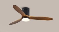 Wrought Studio&trade; Brogan-Lee 52" 3 -Blade Flush Mount Ceiling Fan with Light Kit, Remote Control and Quiet DC Motor for Bedroom $299