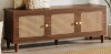Bayou Breeze Danaisa 55.12" W Shoe Storage Bench with Rattan Doors New in Box $399