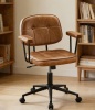17 Stories Ergonomic Swivel Home Office Chair, Faux Leather Arm Task Chair with Low Back,Rocking Function. New in Box $299
