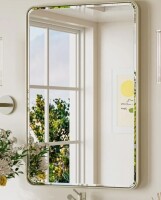 Orren Ellis Beveled Bathroom Vanity Mirror with Aluminum Frame, Wall Accent Mirror, Tempered Glass New in Box $299