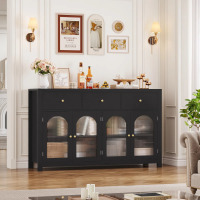Wade Logan Bonnetta 55.1"W Modern Buffet Sideboard with Fluted Doors &ndash; Storage Cabinet with Drawers & Adjustable Shelves, New in Box $599