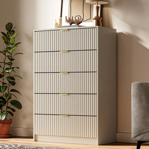 Ebern Designs 5 - Drawer Dresser, 47.2" H, Beige, New in Box $399
