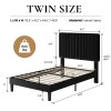 Willa Arlo Interiors Dunphy Upholstered Platform Bed with Adjustable Headboard, Twin Size, Black, New in Box $899