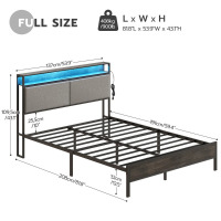 Wrought Studio Jeffory Bed with Storage Headboard and Integrated Charging Station, Full Size, Grey, New in Box $399