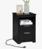 Ivy Bronx 22.8'' Modern Black Nightstand with USB Ports, 2 Drawers & Shelf New in Box $299