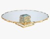 Godinger Silver Art Co Harper Gold Raw Edge Cake Stand, 2.8" H x 13" W x 13" D New In Box $199