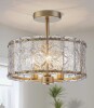 Mercer41 3 - Light 13.39'' Modern Drum Hammered Glass Semi Flush Mount Light New In Box $299