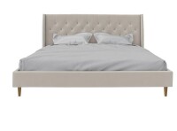 Novogratz Her Majesty Tufted Upholstered Bed Frame, King, Ivory Velvet (2 Boxes) New in Box $599