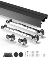 VEVOR Bypass Door Hardware, 8ft Heavy Duty Bypass Sliding Door Hardware Kit, Aluminum Alloy Sliding Closet Door Hardware Set with Finger Pulls, for 2 Door System, Fit Door Thickness 1 3/8" - 1 3/4" New In Box $399
