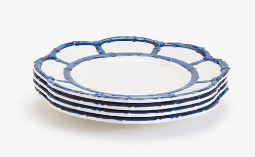 Bayou Breeze Kalalou 4-Piece Blue Bamboo Touch Salad or Dessert Plate New In Box $99