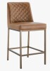 Ebern Designs Faux Leather Counter Stool with Diamond Tufted Back and Metal Frame New In Box $399