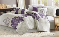 Madison Park 7pc King Jane Floral Print Comforter Set Gray/Purple $299