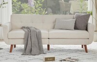 George Oliver 77.2" W Linen Sofa Couch, Mid Century Modern Decor Loveseat Couch in Beige New in Box $699