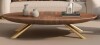 Everly Quinn Chebo Retro Oval Coffee Table with Wood Grain Finish and Gold Metal Legs New in Box $899