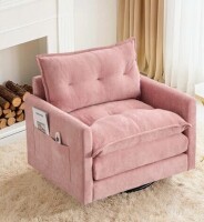 Outhome Furni 360&deg;Chenille Upholstered Single Swivel Chair in Pink New in Box $599