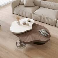 Orren Ellis 47.24" Artisan Extend Coffee Table &ndash; Irregular Stone Slab With Fluid Wood Grain-New In Box $1099